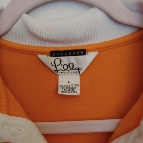 Lilly Pulitzer vintage orange and white polo shirt size Large - Picture 3 of 7
